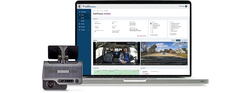 VideoProtects dash cam and tailgating event on laptop