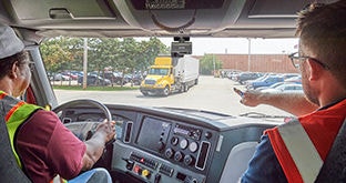 Truck driver coaching session using dash cam