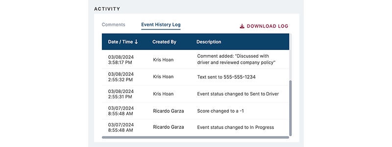 Event History details window