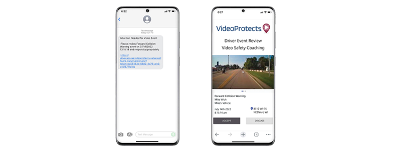 Cellphones showing VideoProtects Driver Coaching